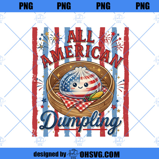 All American Dumpling PNG, Funny 4th of July PNG, Patriotic Kids Sublimation Design, Red White Blue USA Instant Download
