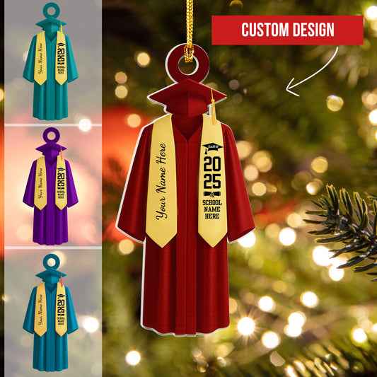 Personalized Graduation 2025 Ornament, Custom School Graduation Ornament Gift, Graduation Gown Ornament, 2025 College Graduation, Grad Gift