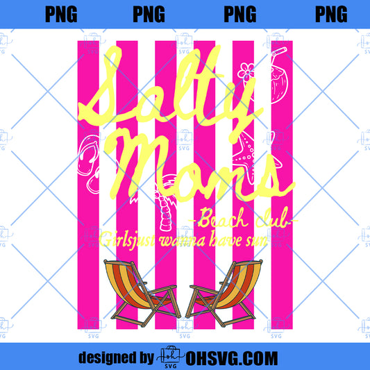 Salty Moms Beach Club PNG, Mother's Day Shirt Design (Digital Download)