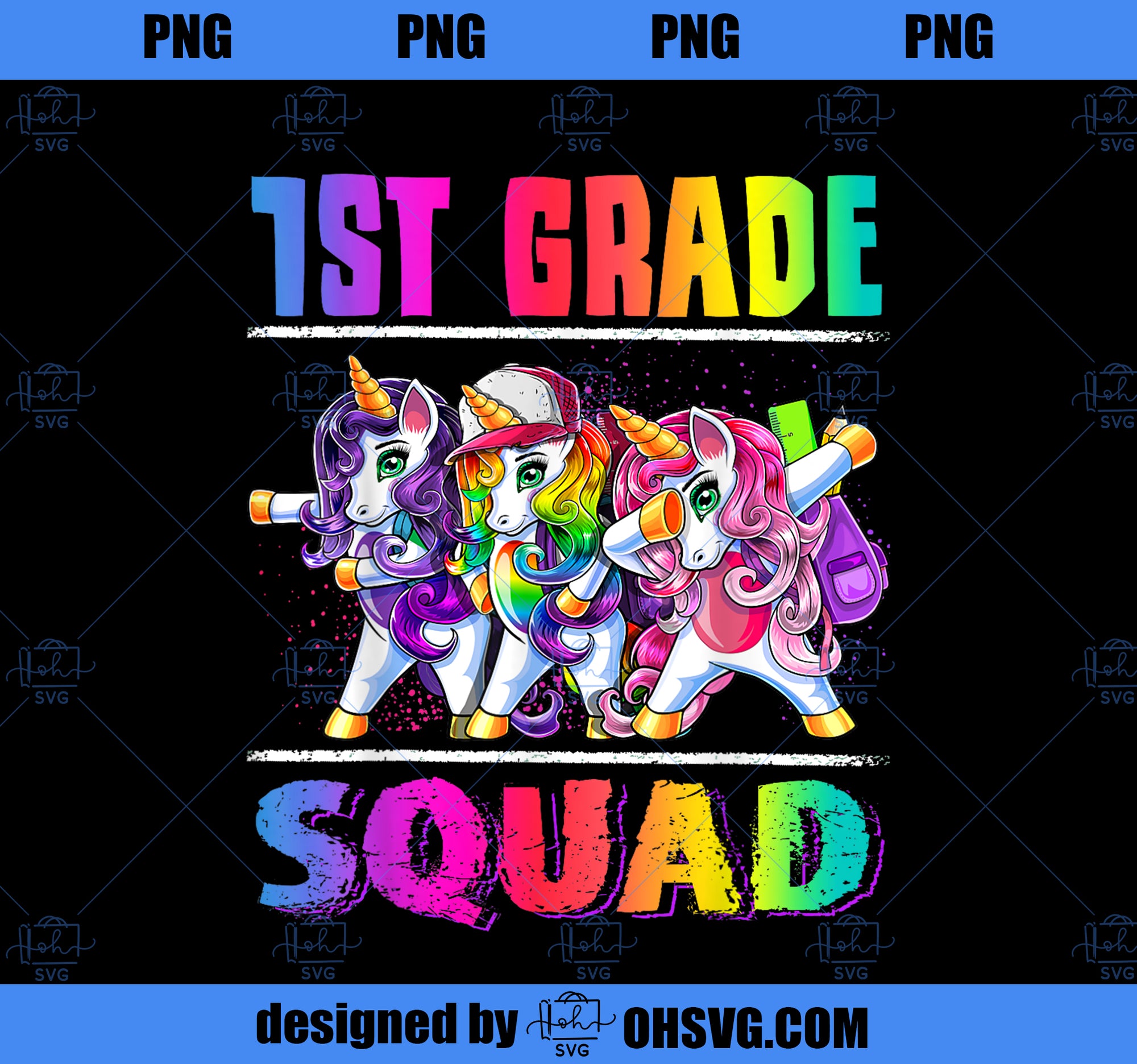 1st Grade Squad Dabbing Unicorn Back to School Backpack Girl PNG, Magic Unicorn PNG, Unicorn PNG