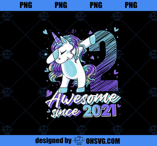 2 Years Old Dabbing Unicorn Gifts 2nd Birthday Girl Party PNG, Magic Unicorn PNG, Unicorn PNG