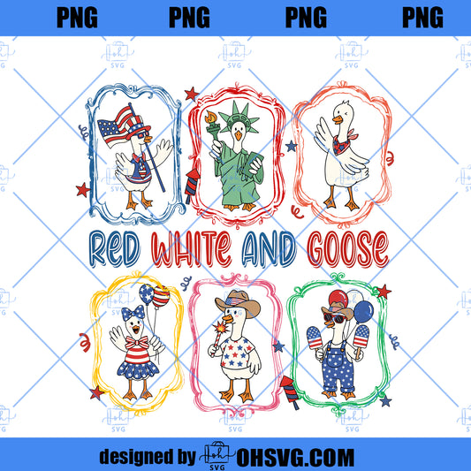 Red White and Goose Png, 4th of July Goose Png, Patriotic Goose Png, Coquette Goose Png, USA Liberty Goose Png