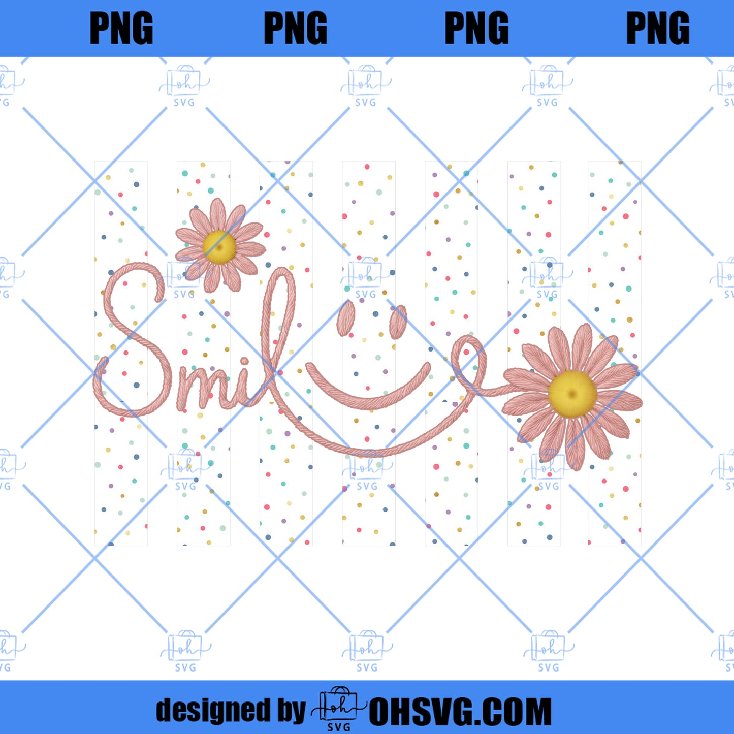 Retro Smile Daisy Flower Clipart (Digital Download)