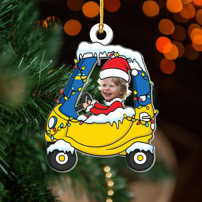 Custom Photo Gift For Kid Car Christmas Ornament, Personalized Photo Baby Family Ornament, Kids Name Christmas Ornament