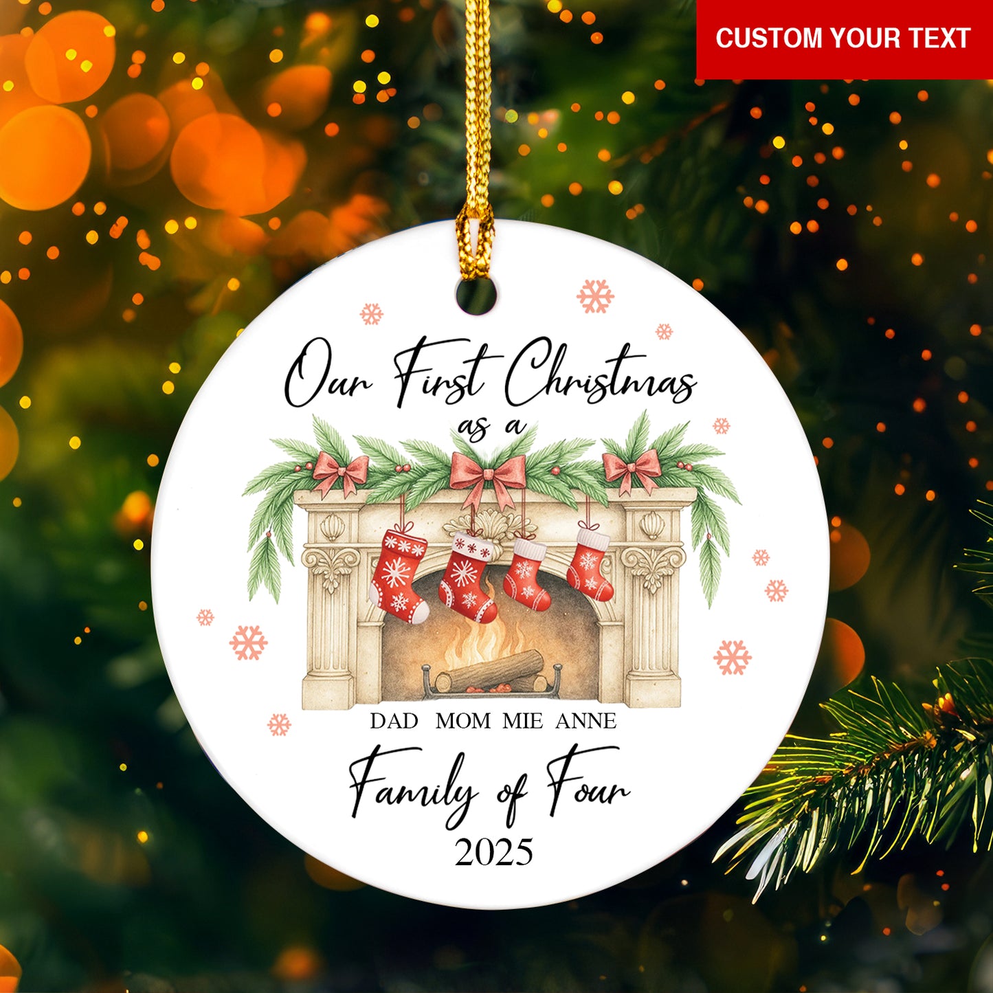 Personalised First Christmas as a Family of 4 Ornament, Baby First Christmas Tree Ornament, 1st Xmas Ornament 2025