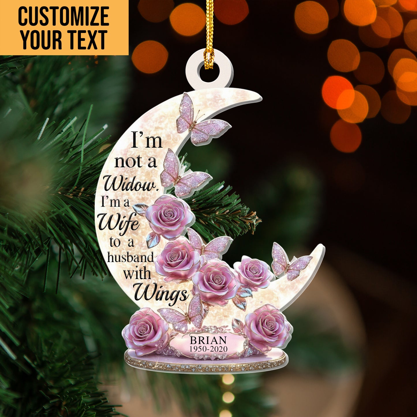 Personalised I'm Not a Widower Ornaments- Husband to a Wife with Wings - Memorial Ornaments