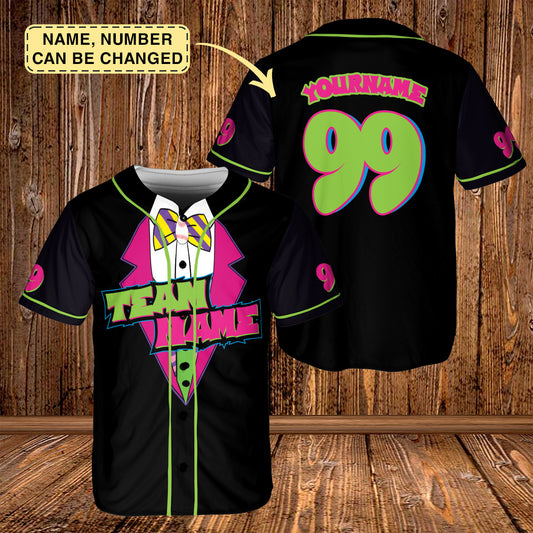 Animals Baseball Jersey, Monkey Team Custom Name And Number Baseball Jersey, Pink And Black Paint Splatter Jersey, Team Party Uniform