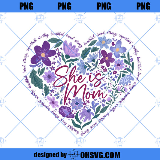 Boho She Is Mom Png, Floral Mama Clipart Png, Abstract Mom Sublimation Png, Mother’s Day Shirt Design, Girly Mama Png, Mama Quotes Png