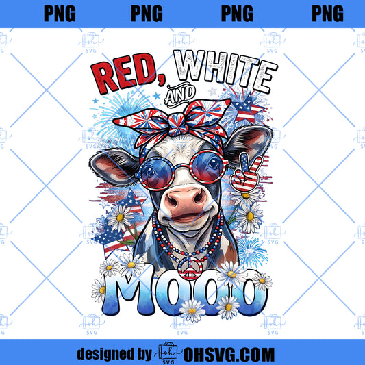 Red White & Mooo Buffalo PNG, Patriotic Buffalo PNG, Funny 4th of July Cow PNG, American Flag Sublimation Design