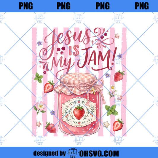 Jesus Is My Jam png, Christian Faith Striped Shirt Design, Preppy Summer Religious Clipart, Womens Sublimation Download