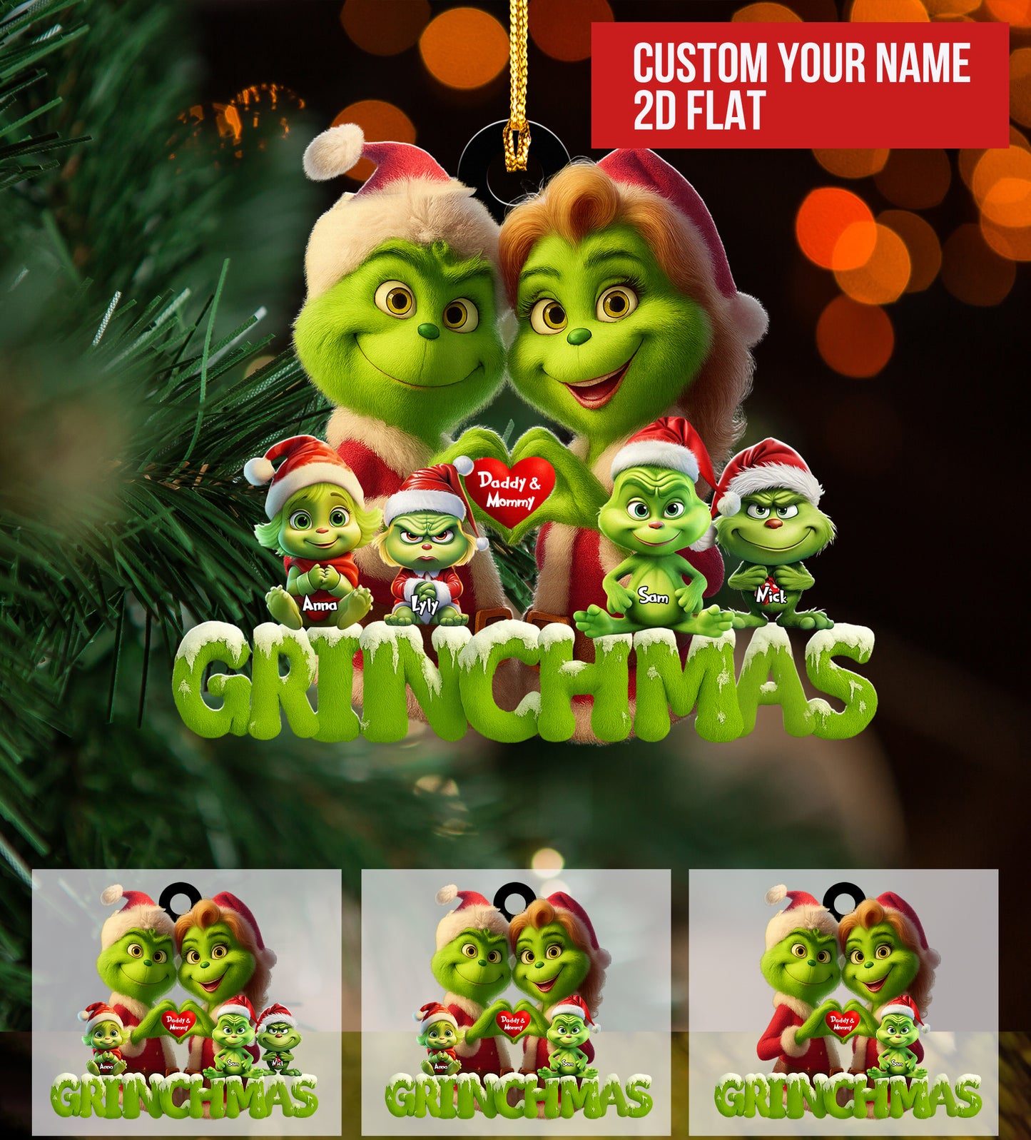 Grinchmas Ornament, Grinch Family Ornament, Christmas Gift