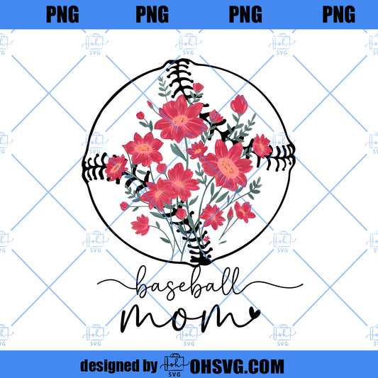 Baseball Mom Png, Floral Baseball Mama Png, Mother’s Day Png, Sports Mom Shirt Design, Mama Png