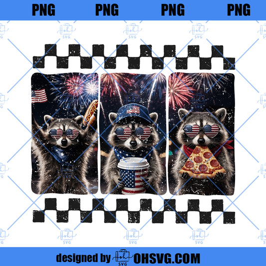 4th of July Raccoon Png, Patriotic American Flag Raccoon, Retro USA Animal Png, Independence Day Kids Shirt Design