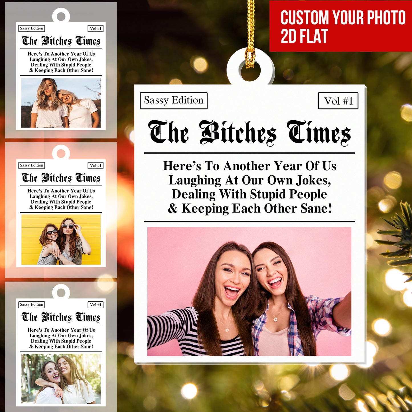 Personalized Friends Ornament, Custom Magazine Cover Funny Keepsake, The Bitches Times Holiday Gift, Best Friend Gift