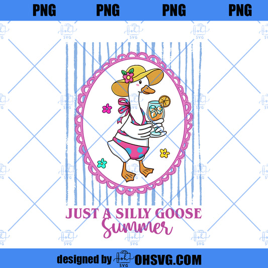 Summer Goose PNG, Beach Goose Shirt Design, Preppy Summer Aesthetic Graphic