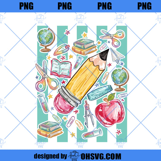 Custom Name Teacher Png, Floral Pencil Teacher Png, Boho Teacher Png, Back to School Png, 1st Day of School Png, Brushstroke Png