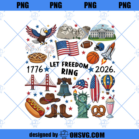 Let Freedom Ring png, 1776 American 4th of July Design, Patriotic USA Shirt png, Independence Day Download