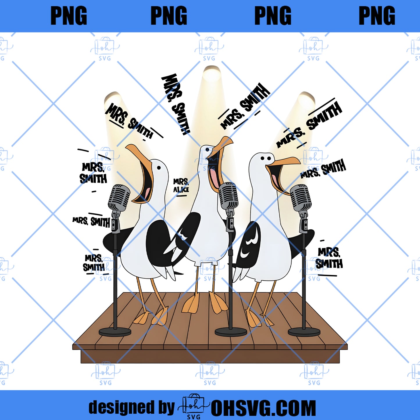 Custom Seagull Teacher png, Funny Teacher Appreciation Design, Personalized Teacher Name png, Nemo Birds Teacher Gift Download