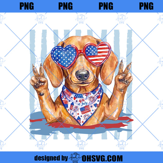 Preppy Dachshund Png, Dog With Heart Sunglasses Png, Girly Summer Animal Design, Cute Wiener Dog Graphic