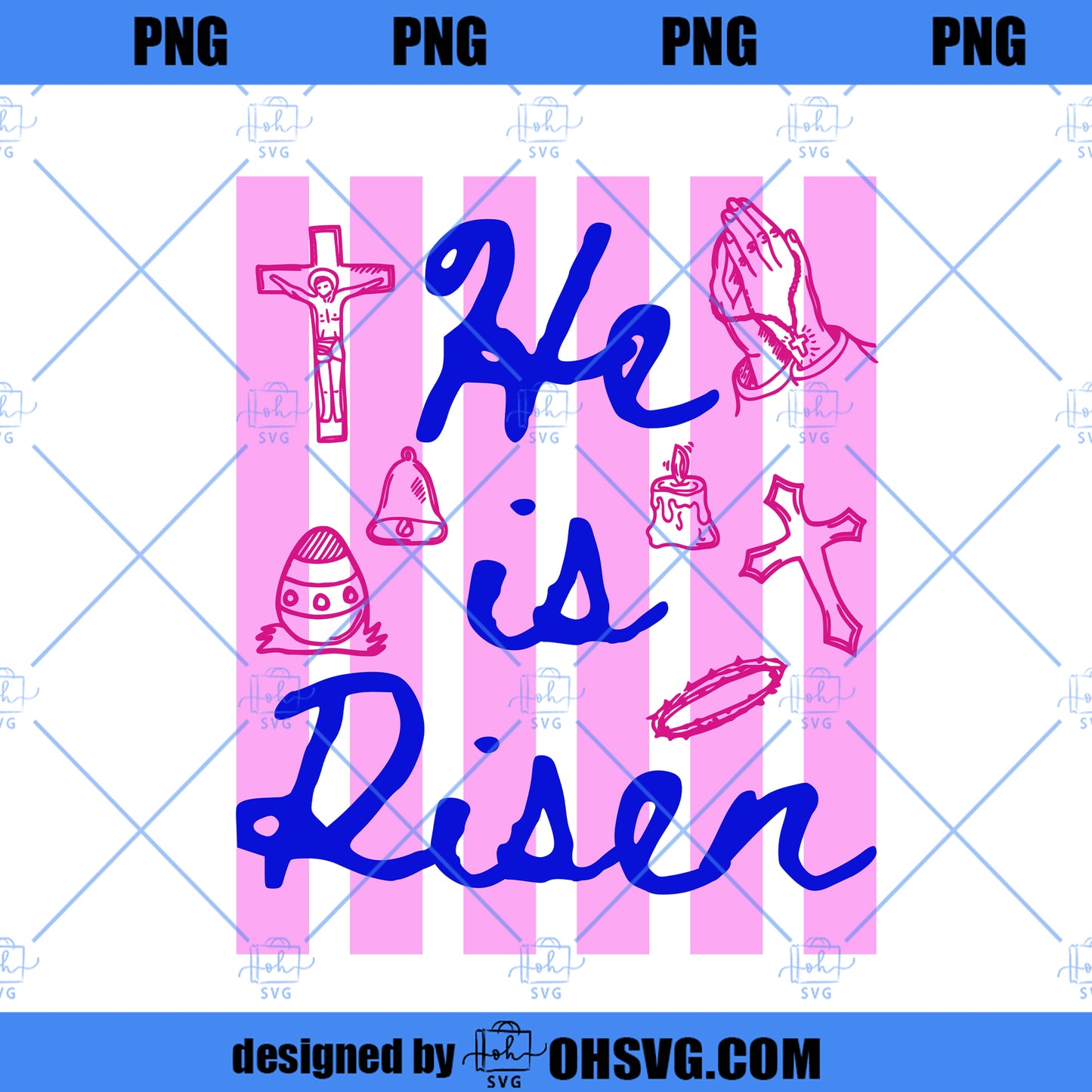 He Is Risen Easter Christian PNG, Wildflower Jesus Graphic (Digital Download)