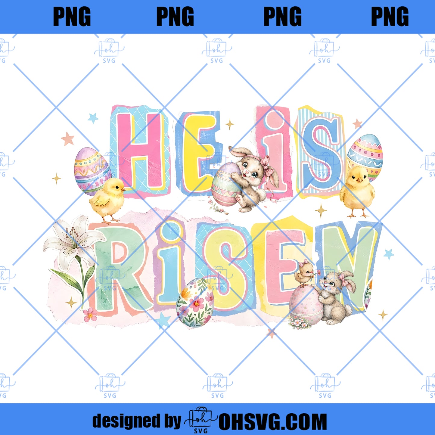 He Is Risen Easter Christian PNG, Religious Quote Sublimation (Digital Download)