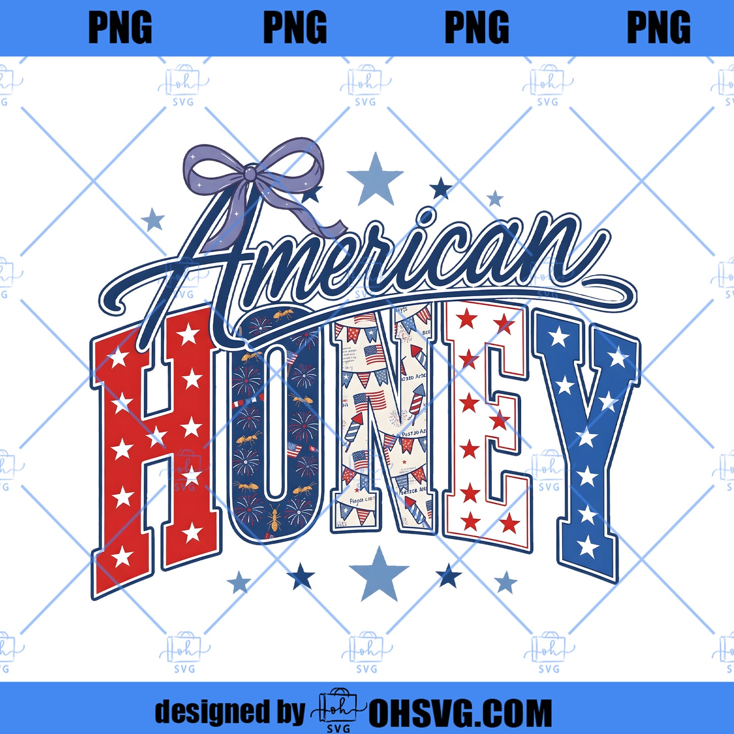 American Honey Png, Retro 4th of July Png, Patriotic USA Shirt Design, Red White Blue Graphic, Digital Download