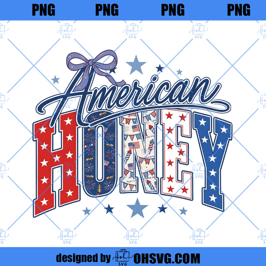 American Honey Png, Retro 4th of July Png, Patriotic USA Shirt Design, Red White Blue Graphic, Digital Download
