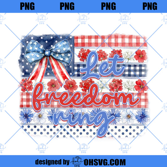 Let Freedom Ring Png, Striped USA Bow Png, Cute Patriotic Png, Fourth of July Png, Hand Drawn American Png