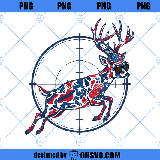 Patriotic Deer Hunting Png, American Flag Hunting Png, Hunter USA Png, Camo Hunting Png, 4th of July Hunting Png