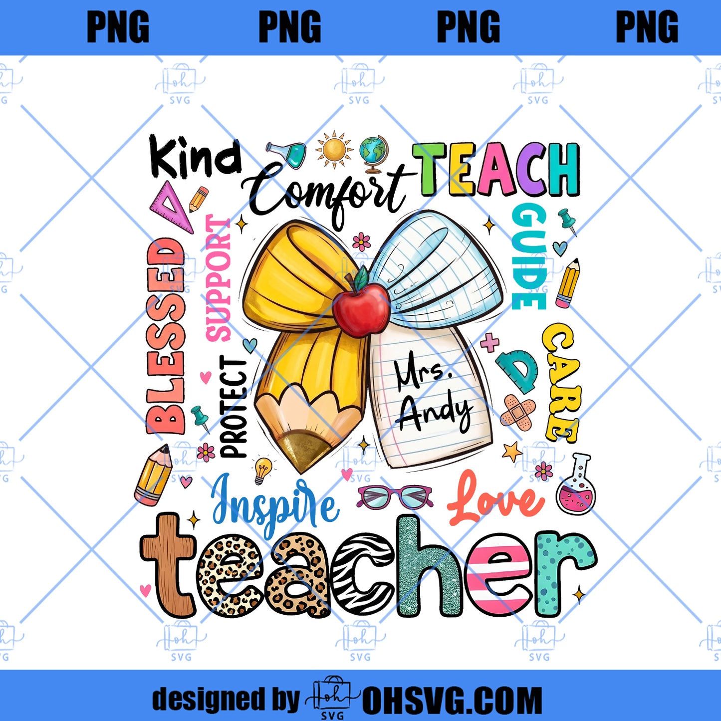 Custom Teacher Name PNG, Preppy Coquette Bow Design, Teacher Life Summer Shirt PNG, Last Day of School Appreciation Digital Download