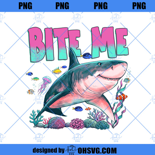 Bite Me Shark Png, Funny Beach Shirt Design, Great White Shark Png, Summer Cruise Sublimation, Trending Ocean Graphic