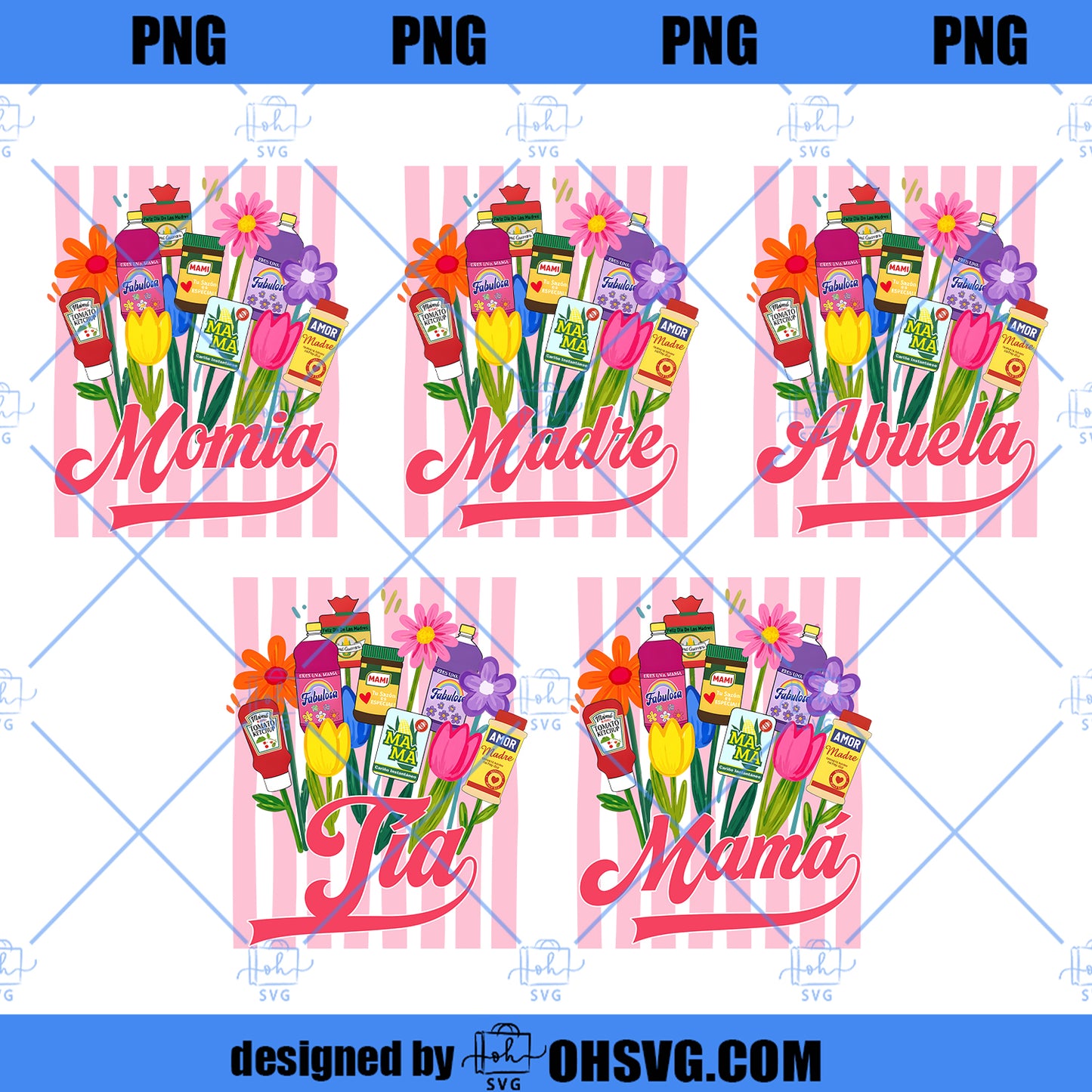 Floral Mama Topper Png Bundle, La Mejor Mama del Mundo Png, Retro Madre Png, Happy Mother’s Day Png, Latina Mom Gift Png