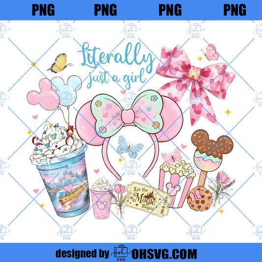 Literally Just a Girl png, Magic Castle Cartoon Graphic, Trip Matching Shirt Design, Cute Girl png, Digital Download