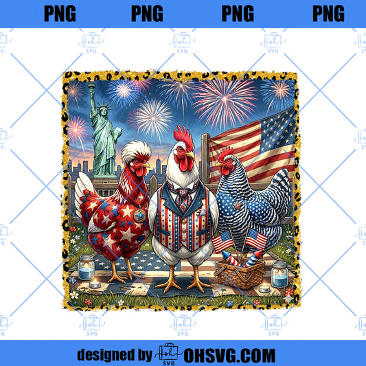 Retro Patriotic Chicken Png, 4th of July Chicken Png, Independence Day Chicken Png, American Party Png, Funny USA Chicken Png