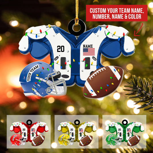 Personalized Football American Christmas Ornament 2025, American Football Shoulder Pads and Helmet Ornament, Football Coach Gift