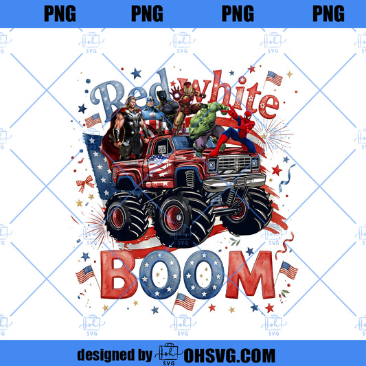 Superhero Red White and Boom Png, 4th of July Png, Spider Excavator Png, Patriotic Png, American Boy Gift, Kids 4th July Shirt Png