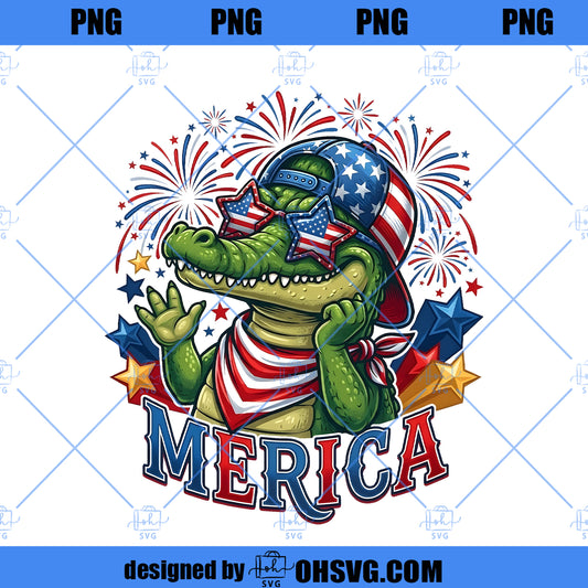Funny Patriotic Alligator Boy PNG, 4th of July USA Flag Design, Red White Blue Merica Shirt Graphic, Kids Sublimation Download
