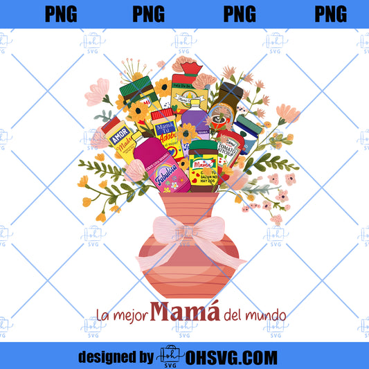 Floral La Mejor Mama Del Mundo Png, Latina Mother’s Day Png, Spanish Mom Gift Png, Hispanic Mom Design, Sublimation Png
