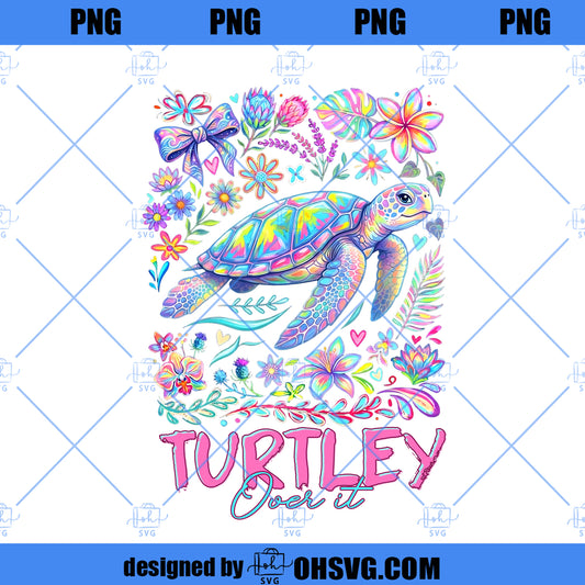 Coastal Summer Turtle png, Floral Brushstroke Sea Turtle Design, Preppy Beach Summer Shirt png