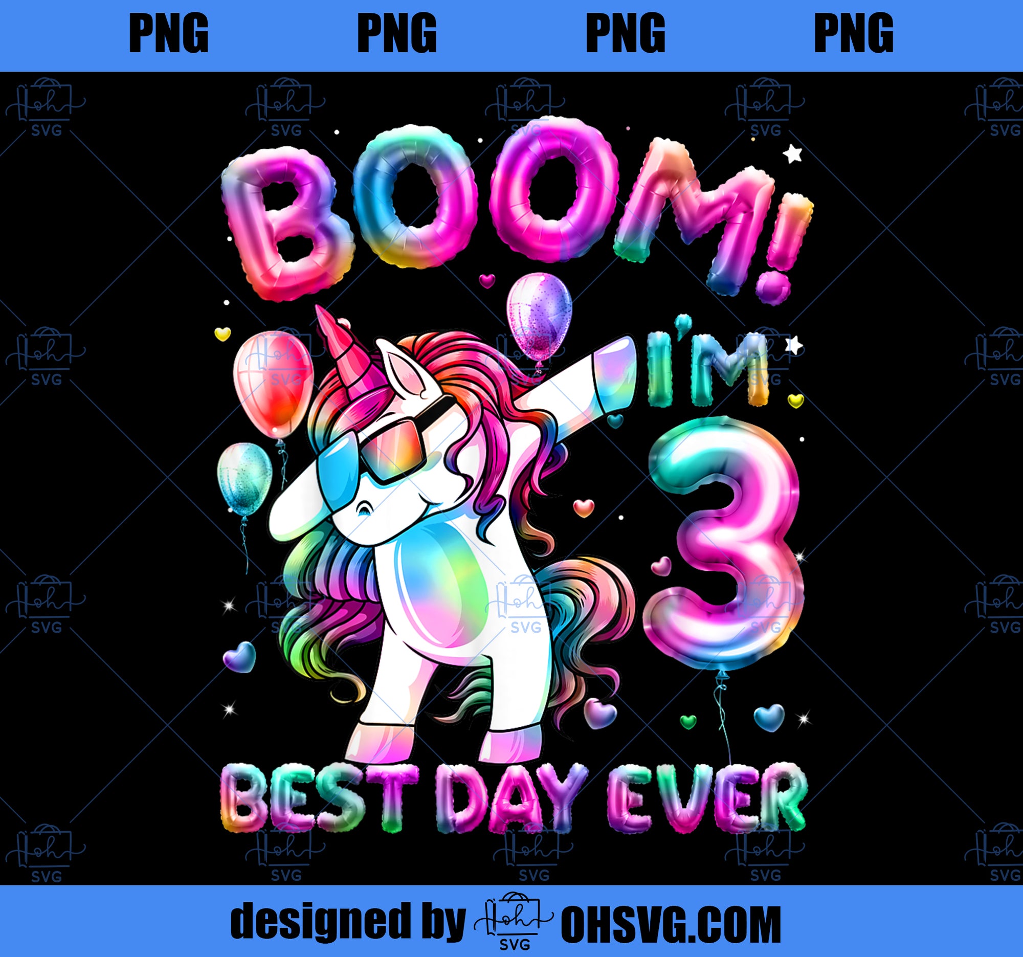 3 Years Old Dabbing Unicorn Gifts 3rd Birthday Girl Party PNG, Magic Unicorn PNG, Unicorn PNG