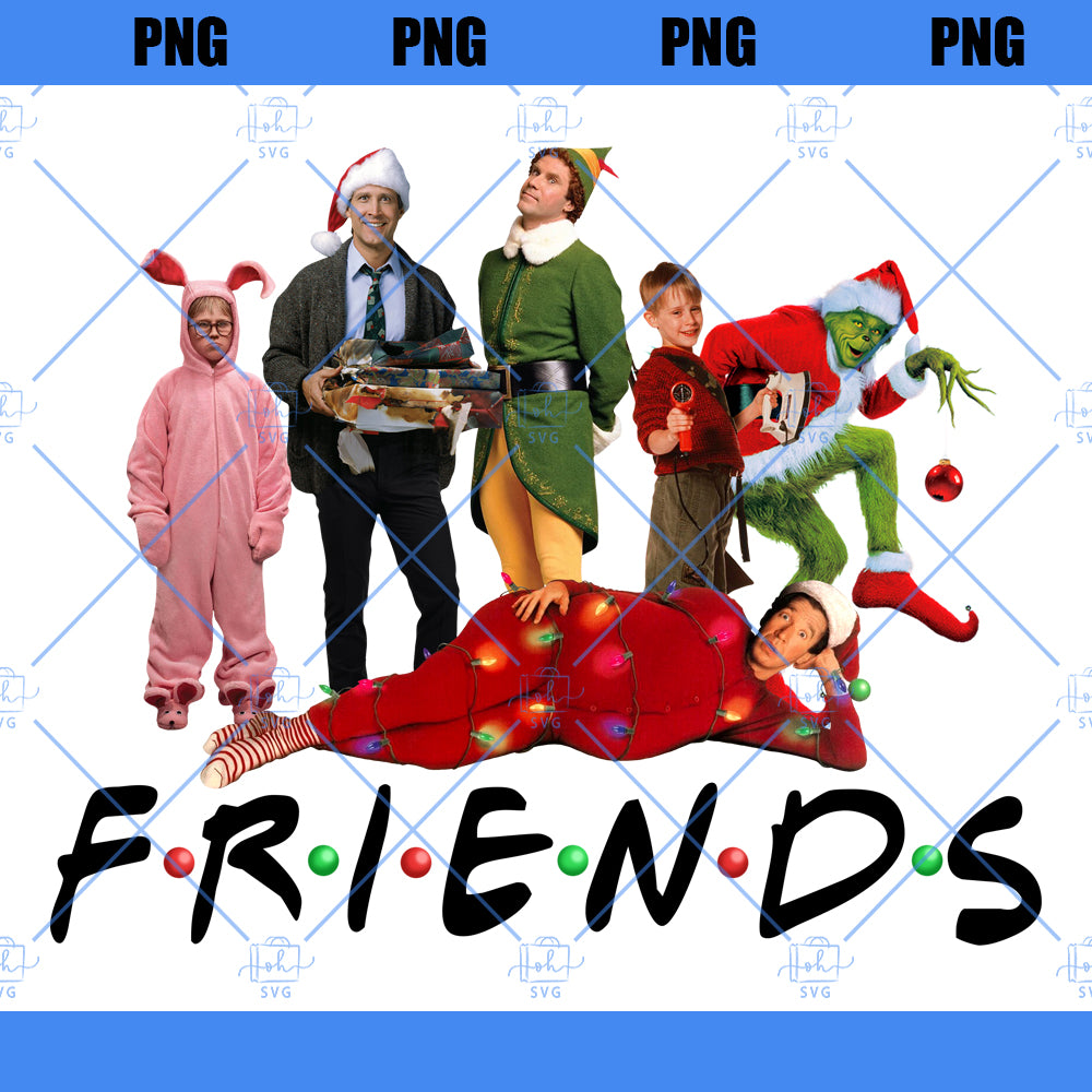 Christmas Friends PNG File Download, Funny Friends Christmas PNG, Holiday Movies Friends, 90's Movie, Christmas Movie Character PNG