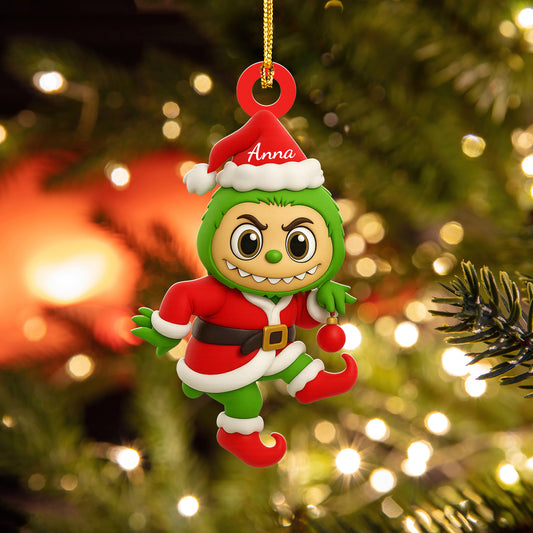 Custom Labubu Grinch Ornament, Grinch Ornament, Christmas Keepsake, Funny Christmas Ornament