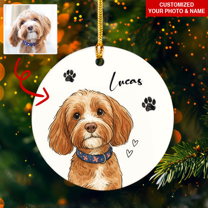 Personalized Watercolor Pet Photo Ornament: Custom Memorial Keepsake