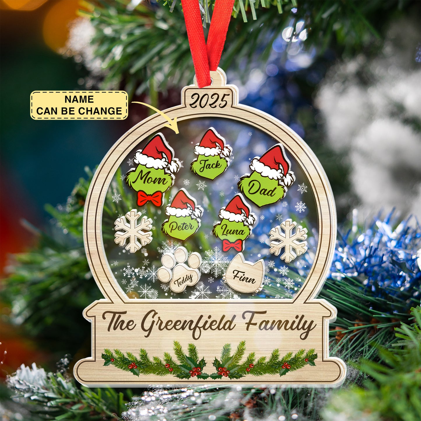 Personalized Family Christmas Ornament Png, Personalized Christmas Ornament, Family Members Ornament, Family Ornament