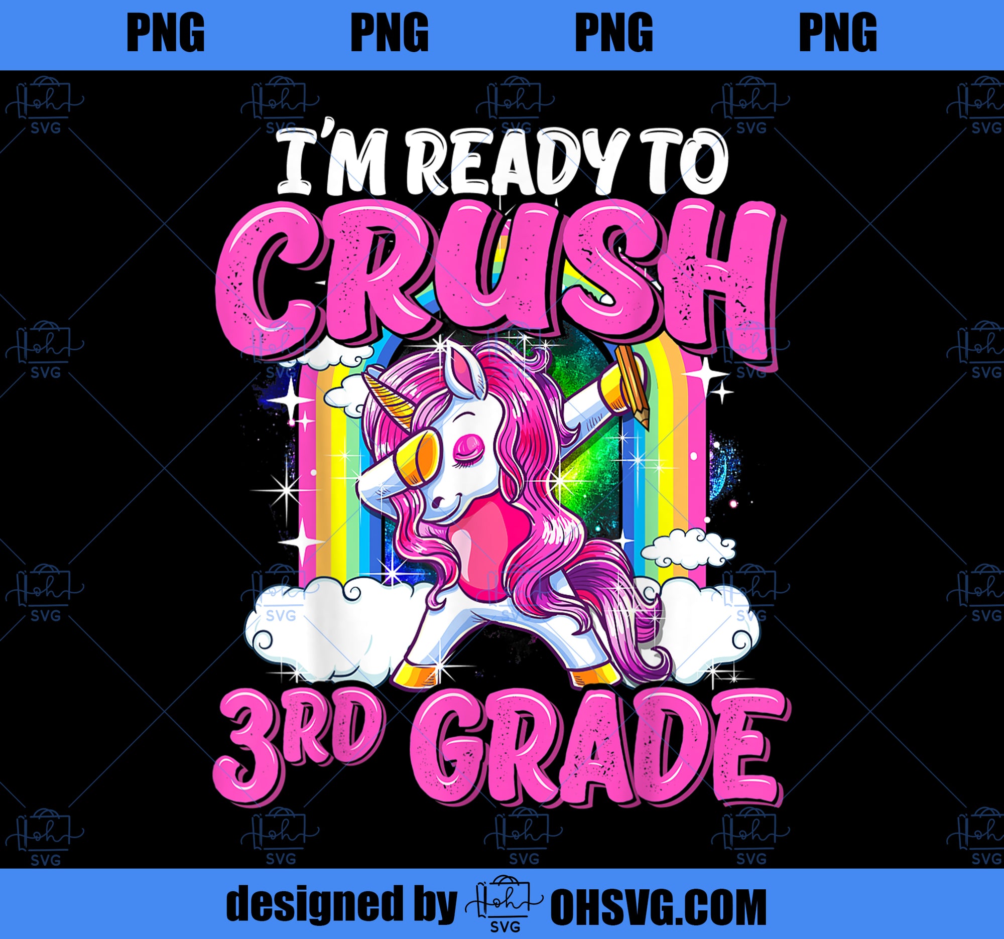 3rd Grade Dabbing Unicorn Back To School Girls Gift PNG, Magic Unicorn PNG, Unicorn PNG