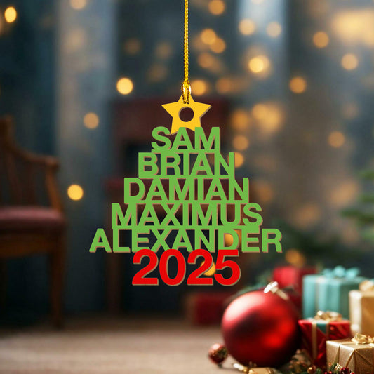 Family Christmas Ornament, Custom Christmas Tree Name Decoration, Christmas Tree Ornament with Family Names, Xmas Gift, 2025 Family Ornament