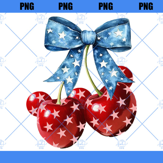 America Cherries PNG, Cherry Bow Png, Trendy July 4th PNG, 4th of july Woman png, Usa Flag png,