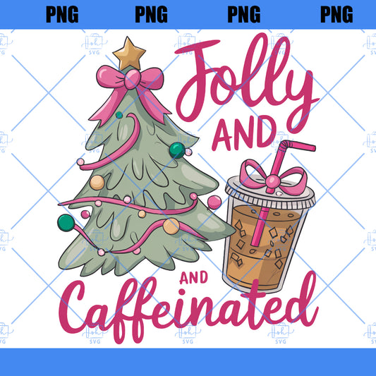 To Be Jolly & Caffeinated png-Christmas png,Christmas sublimation,Retro Christmas png,Trendy png,Holiday png,Christmas coffee png,Jolly png
