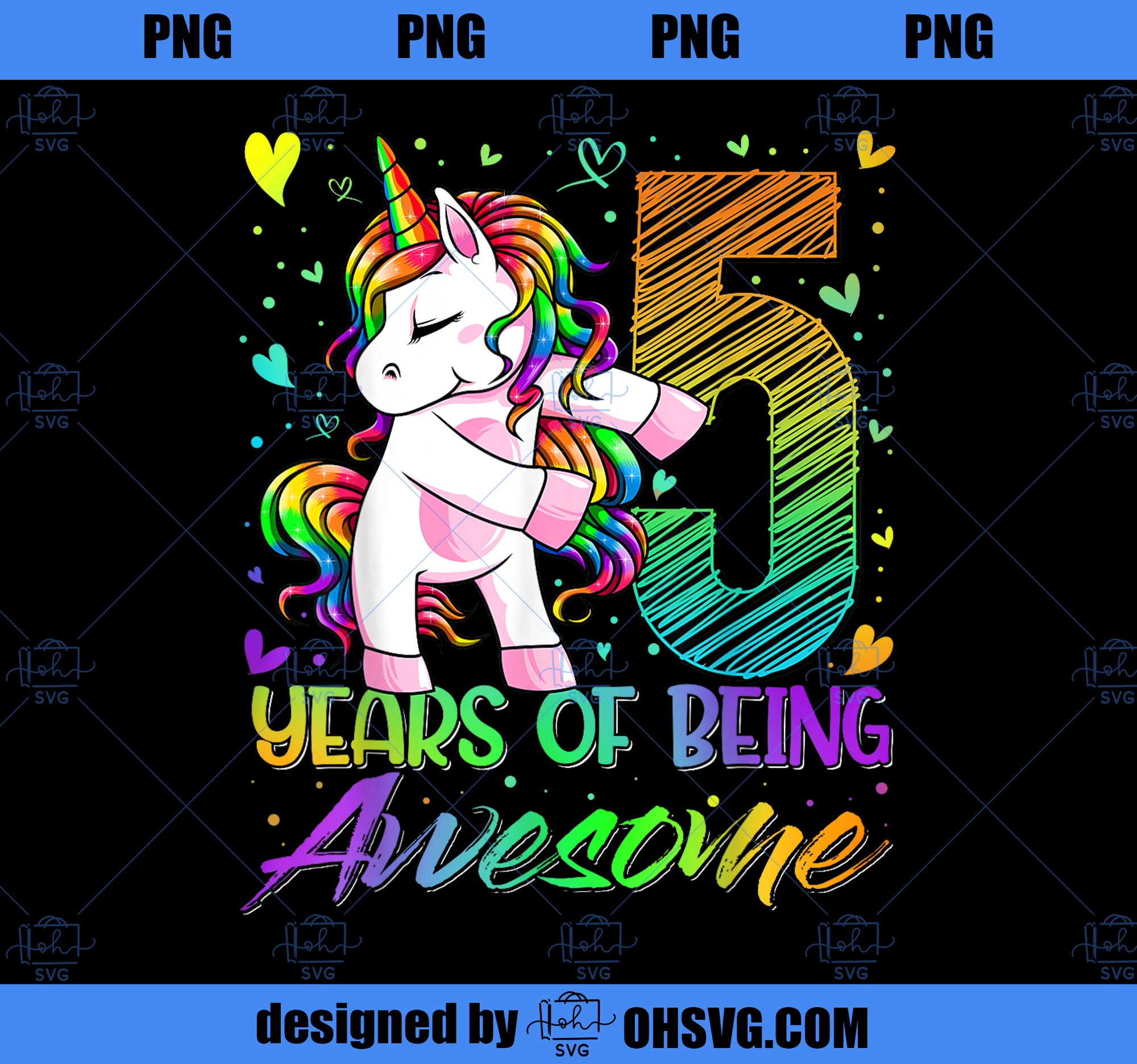 5 Year Old Gifts Unicorn Flossing 5th Birthday Girl Party 1 PNG, Magic Unicorn PNG, Unicorn PNG