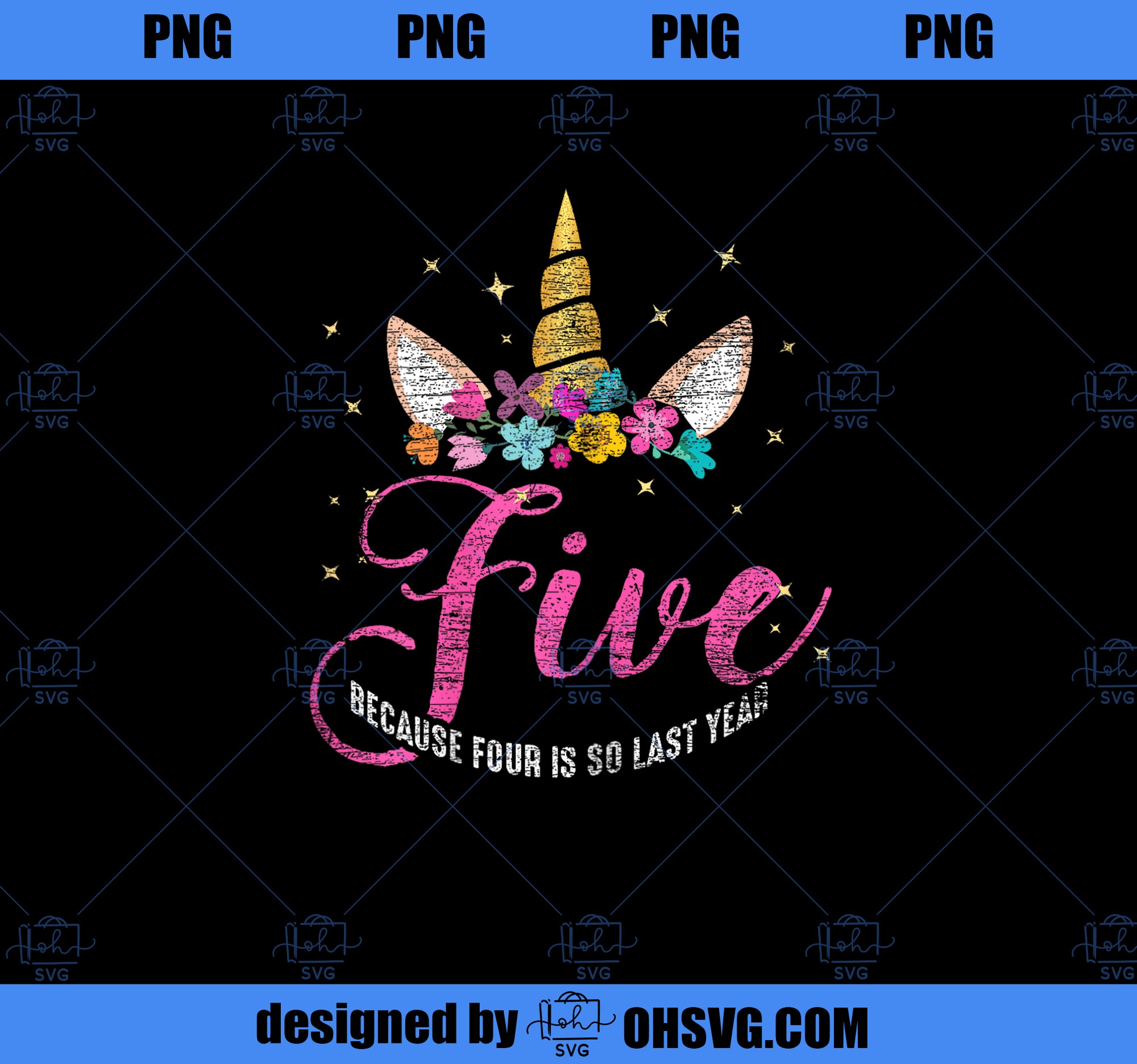 5 Years Old Birthday Girl Gifts Unicorn 5th Birthday PNG, Magic Unicorn PNG, Unicorn PNG